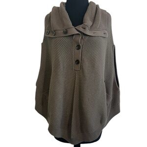Banana Republic Knit Sleeveless Poncho Cape Sweater, Small Brown